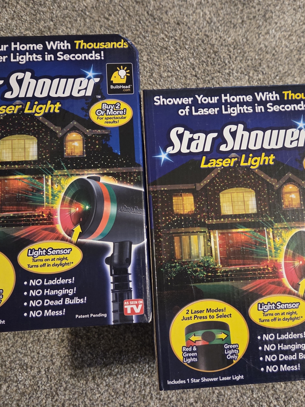 2 Star Shower Laser Light - Multi-Color Holiday & Party Projector